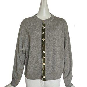 45R GREY RIBBON TRIMMED CARDIGAN (ONE SIZE